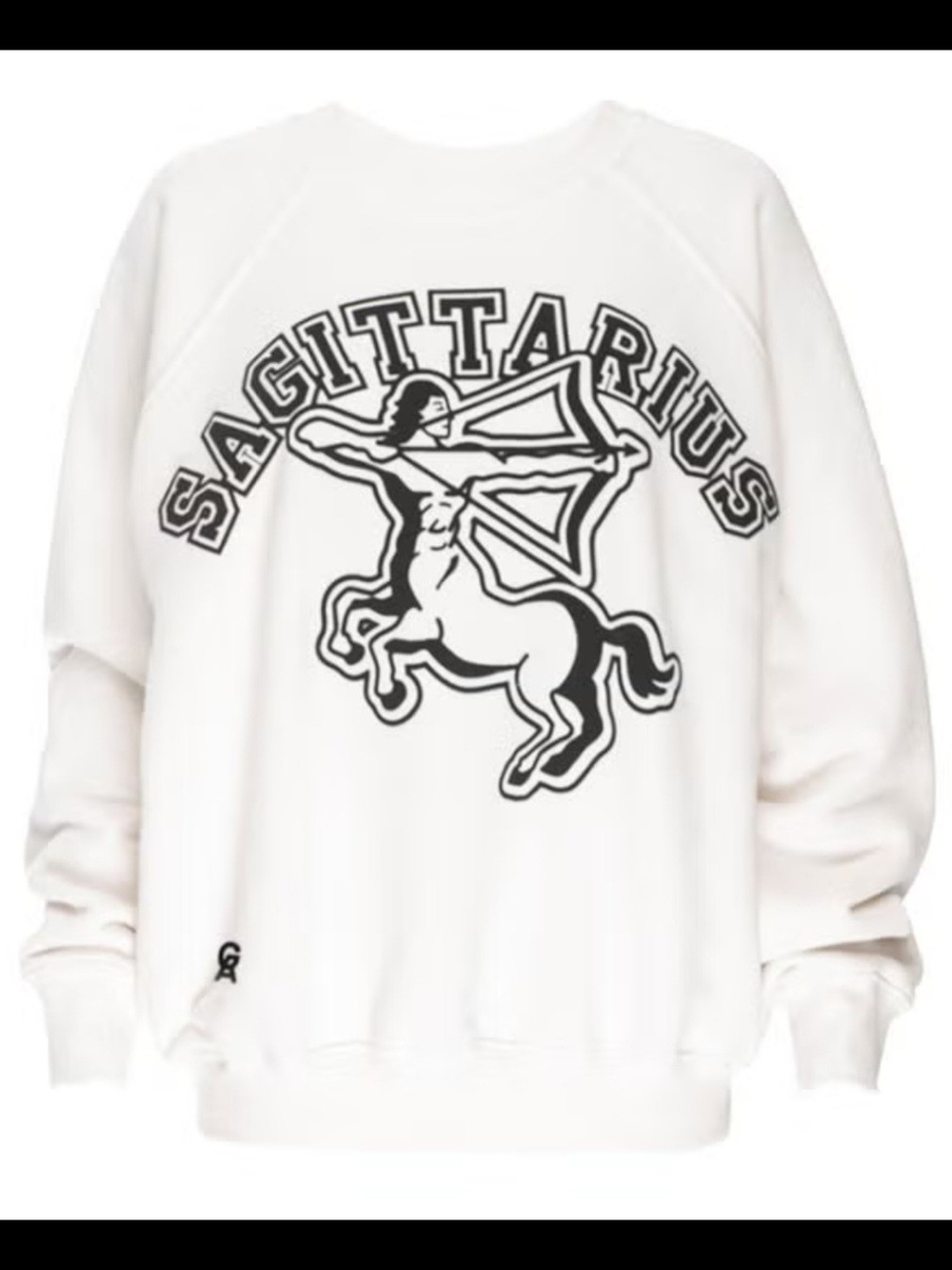 Good American White Crewneck Sweatshirt with Black Sagittarius Graphic